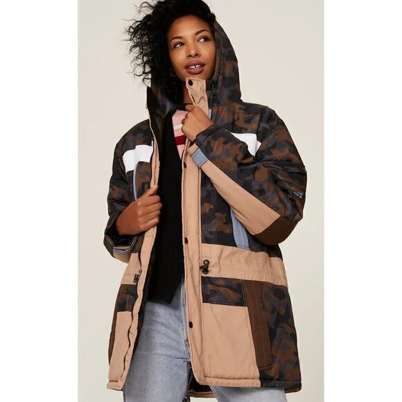 Munthe Navigate Jacket Hooded Camouflage Colorblock Multicolor XS 34 - Picture 1 of 9